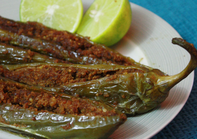 Stuffed Green Chilies Recipe | Indian Food Recipes